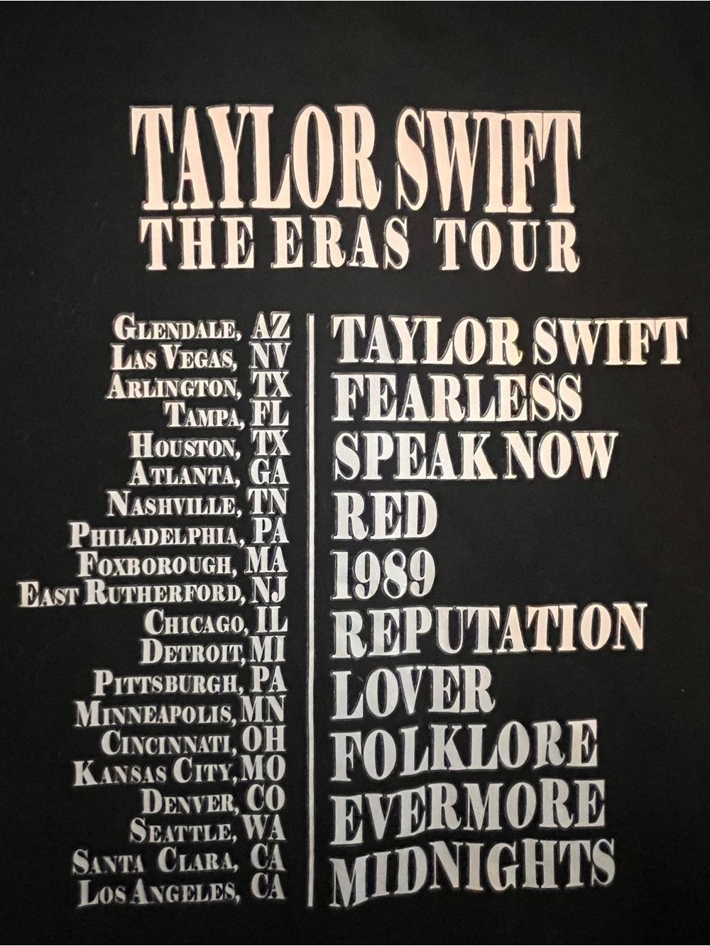 Black Taylor Swift Eras Tour T-Shirt - Picture 4 of 4